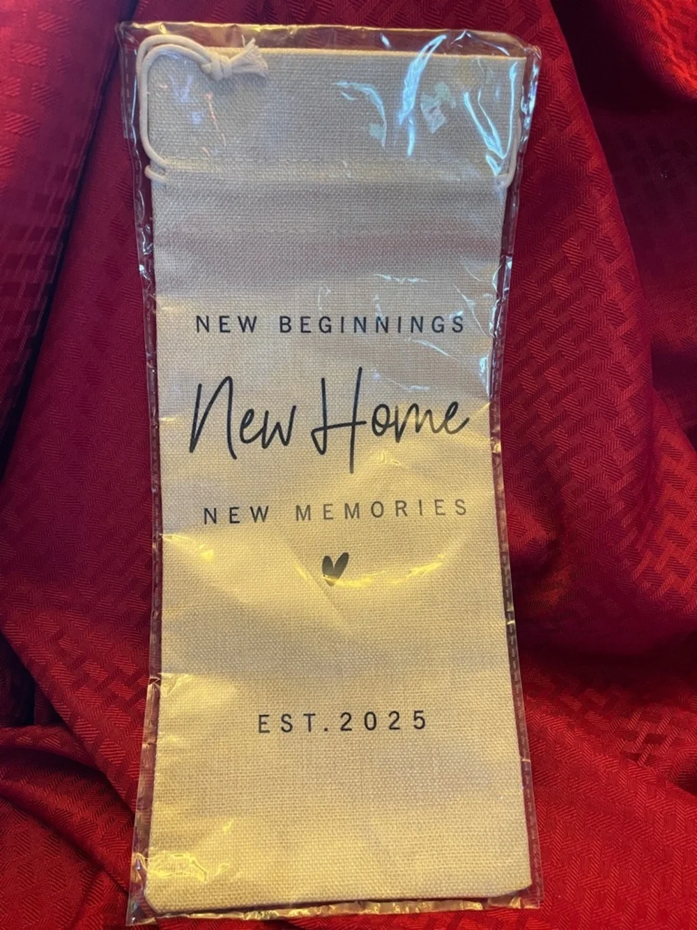 Canvas Wine Gift Bag - New Home, New Memories